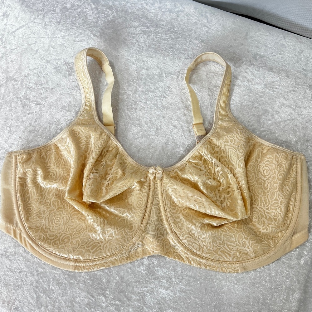 Breezies Wild Rose Seamless Underwire Support Bra Core Cream Plus Size 48DDD